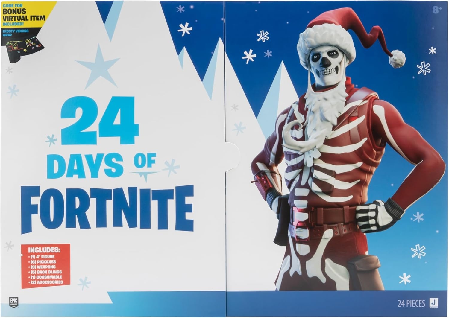 image:imageFortnite 24 Days of Winterfest Advent Calendar 4Inch Figure with Weapons and Accessories plus Code for Bonus Virtual Item
