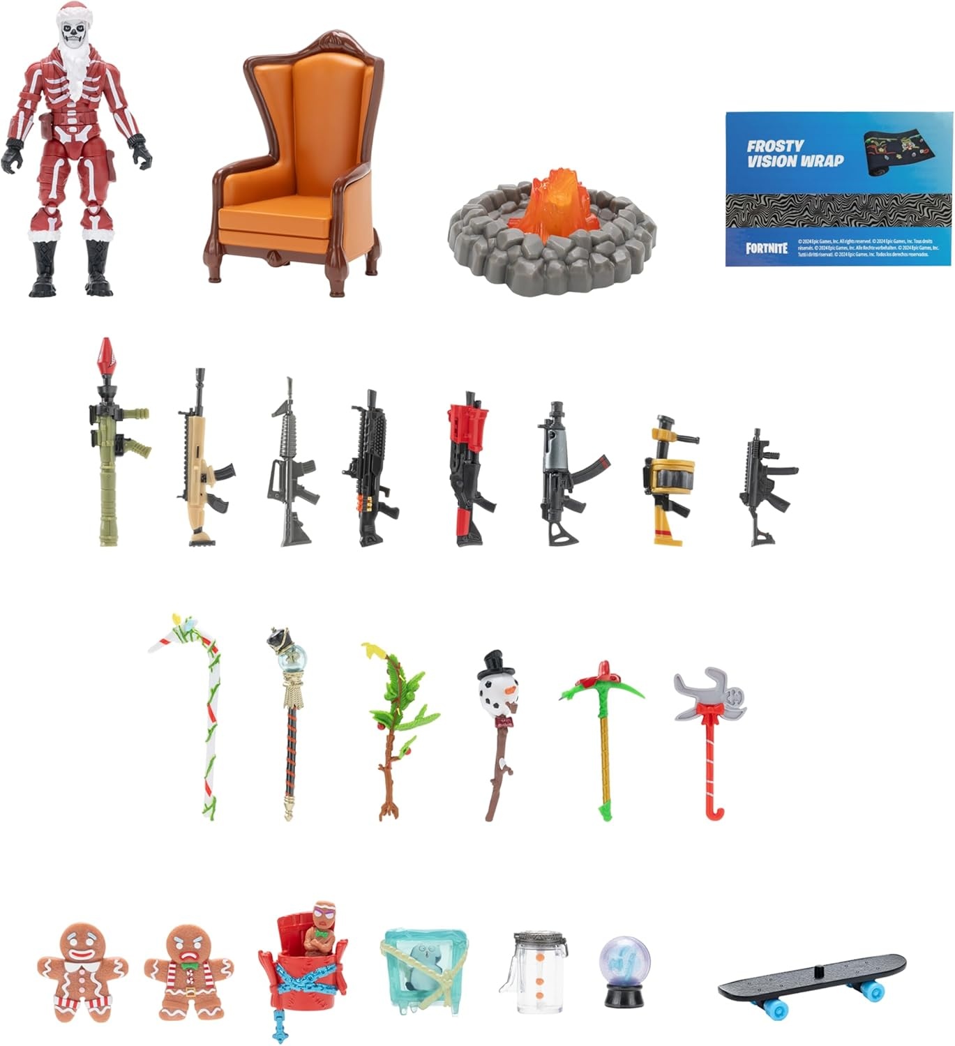 image:imageFortnite 24 Days of Winterfest Advent Calendar 4Inch Figure with Weapons and Accessories plus Code for Bonus Virtual Item