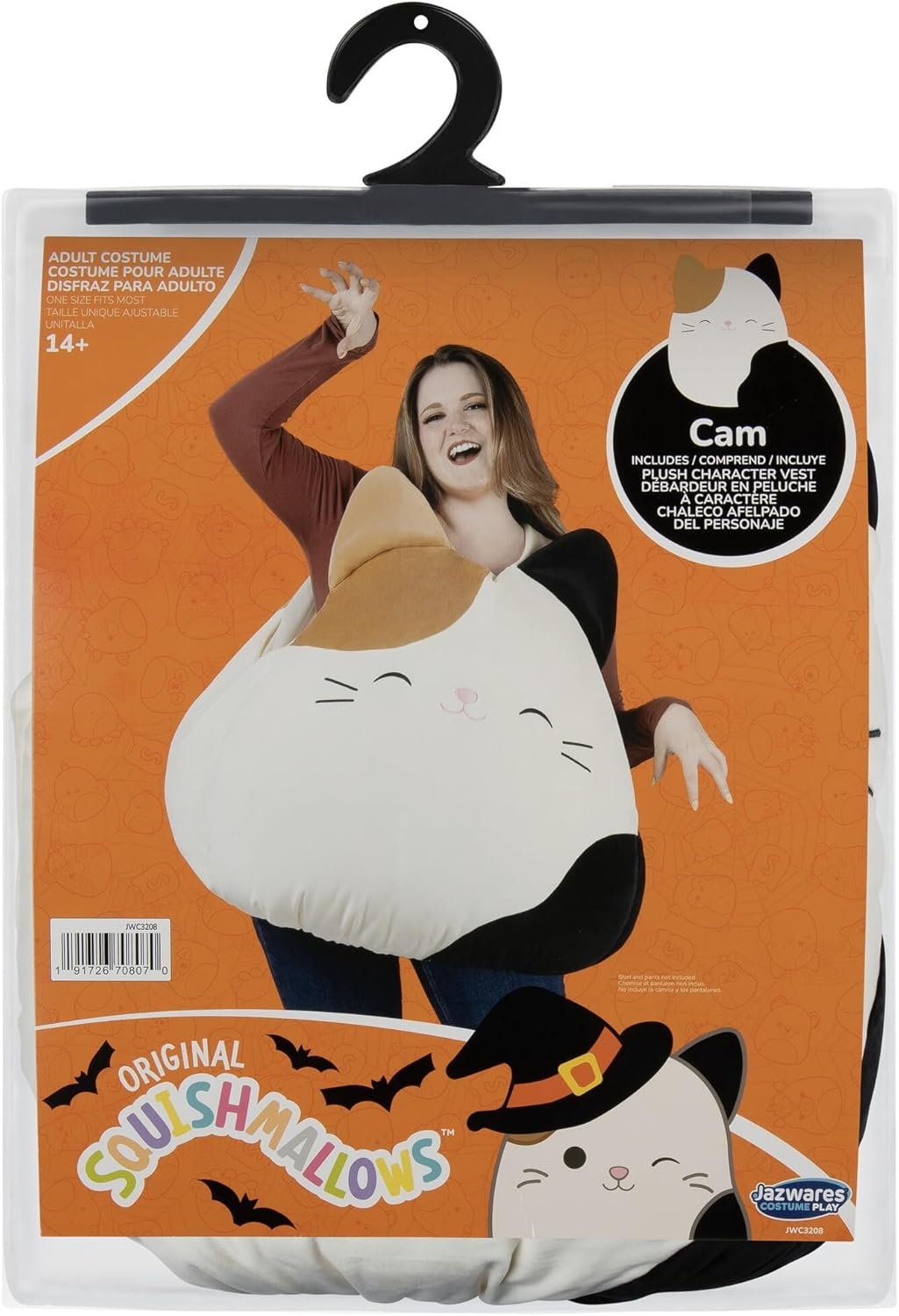 image:imageJazwares Adult Squishmallow Cam the Cat Costume Plush Calico Cat Vest for Halloween and Cosplay One SizeAdult 1618