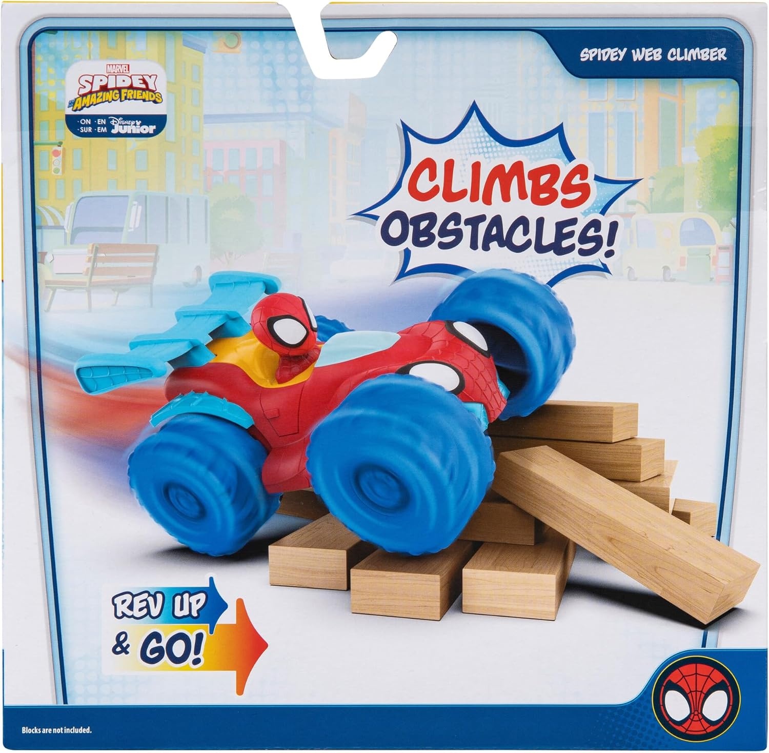 image:imageJazwares Marvel Spidey and His Amazing Friends Marvel Spidey Web Climber 7Inch Rev Up Motor Vehicle That Climbs Obstacles