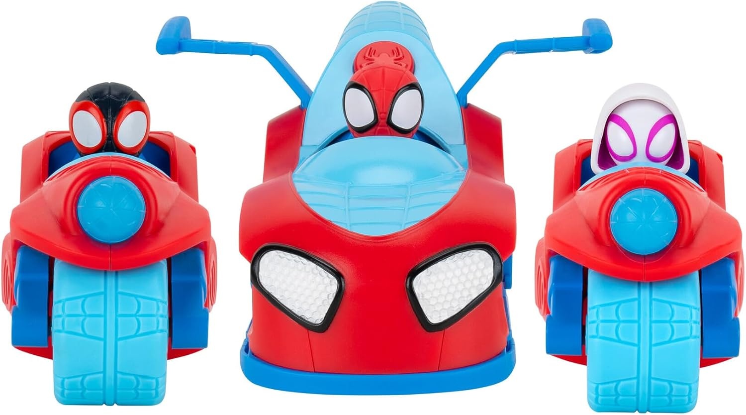 image:imageJazwares Marvel Spidey and His Amazing Friends Spidey Team Split Racer 85Inch ThreeinOne Vehicle with Web Darts Sound Effects and Phrases