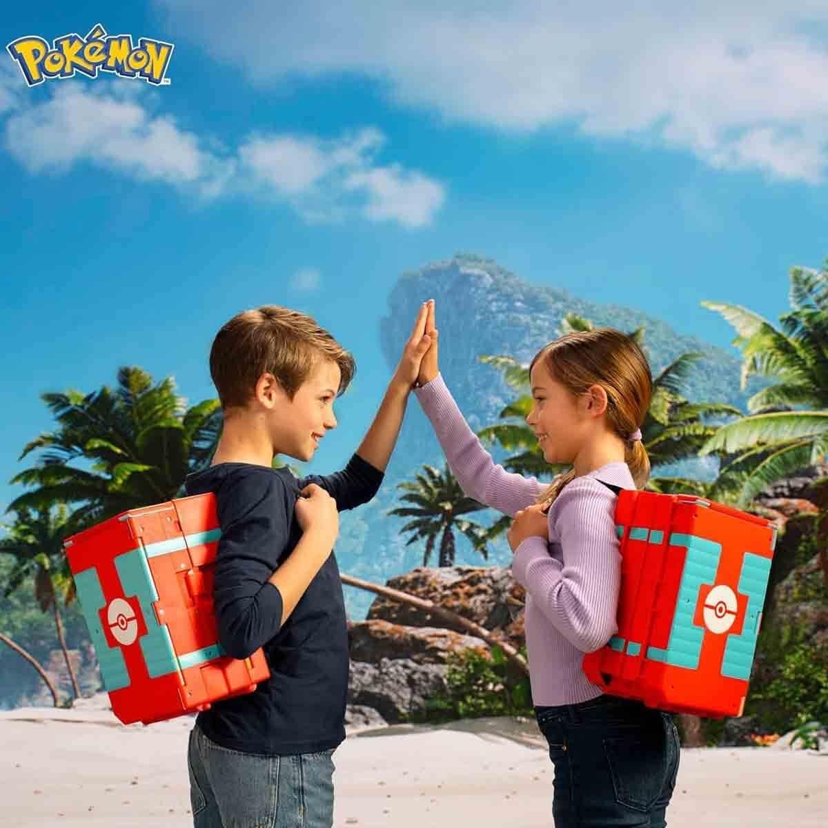 image:imageJazwares Pokmon Carry Case Beach Battle Playset Portable Transforming Backpack Playset with Action Features and 2inch Pikachu Battle Figure
