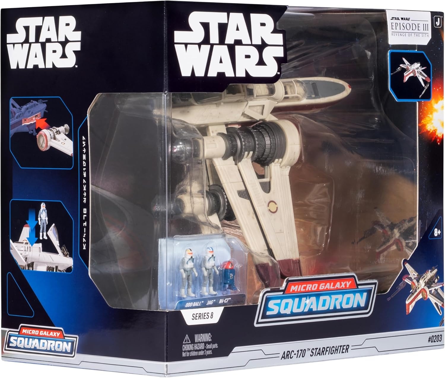 image:imageJazwares Star Wars Micro Galaxy Squadron ARC170 Starfighter 8Inch Vehicle with Three 1Inch Micro Figure AccessoriesARC170 Starfighter