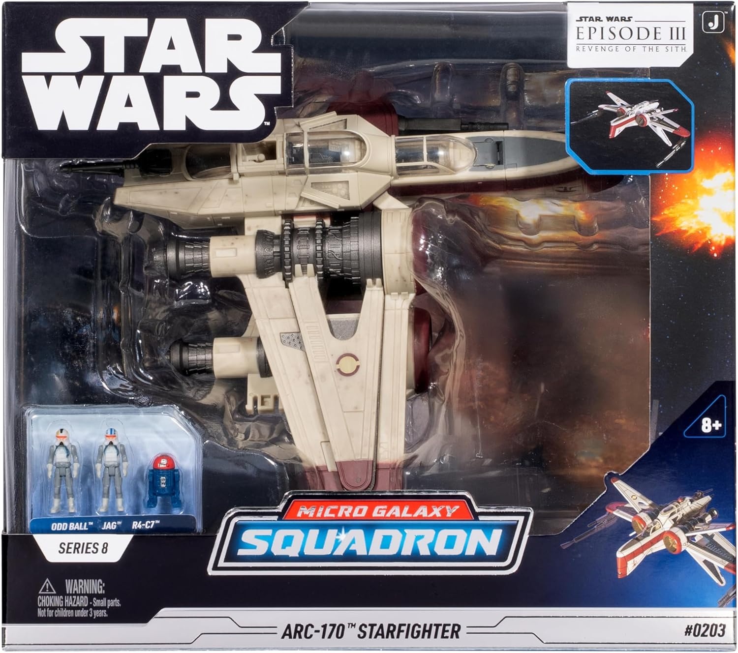 image:imageJazwares Star Wars Micro Galaxy Squadron ARC170 Starfighter 8Inch Vehicle with Three 1Inch Micro Figure AccessoriesARC170 Starfighter