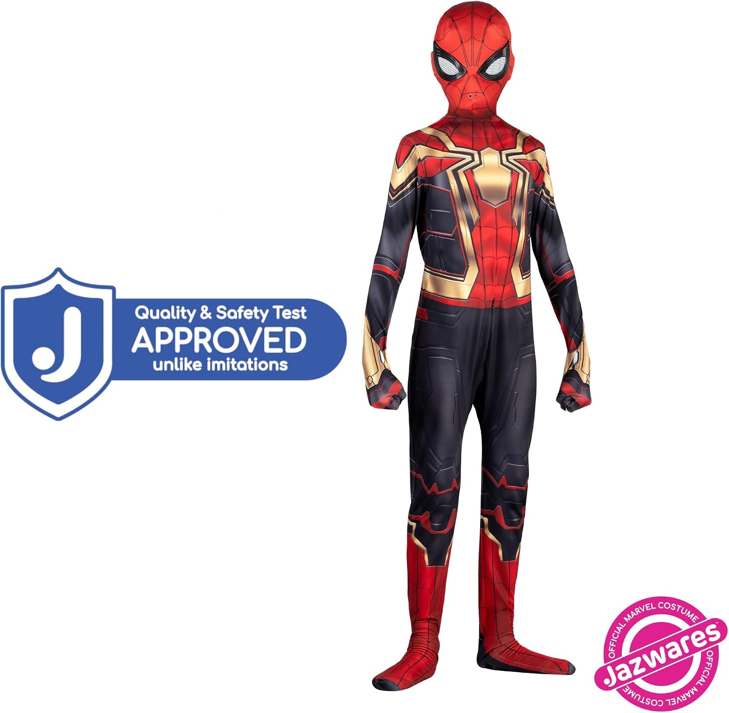 image:imageMARVEL Integrated SpiderMan Official Youth Deluxe Zentai Costume Stretch Spandex with Hidden Zippers and Wrist SlitsL 1214