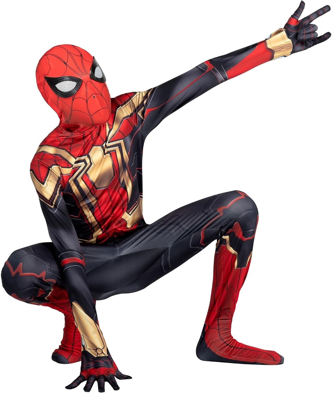 image:imageMARVEL Integrated SpiderMan Official Youth Deluxe Zentai Costume Stretch Spandex with Hidden Zippers and Wrist SlitsL 1214
