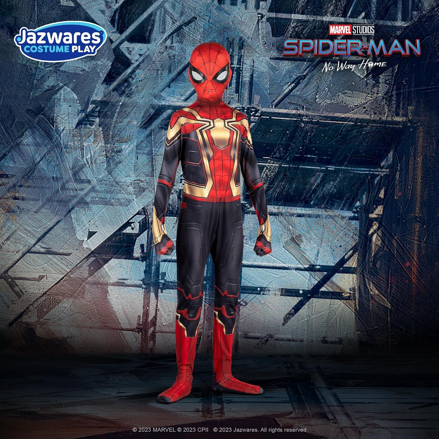 image:imageMARVEL Integrated SpiderMan Official Youth Deluxe Zentai Costume Stretch Spandex with Hidden Zippers and Wrist SlitsM 810