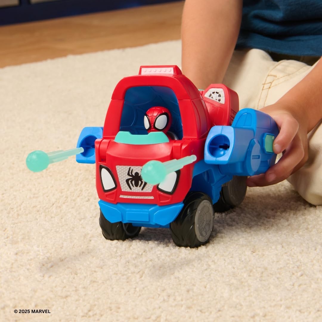 image:imageMARVEL Spidey and His Amazing Friends Spidey Transforming WebWave Cruiser 9Inch 2In1 Vehicle with Free Wheels and Web Dart Launchers