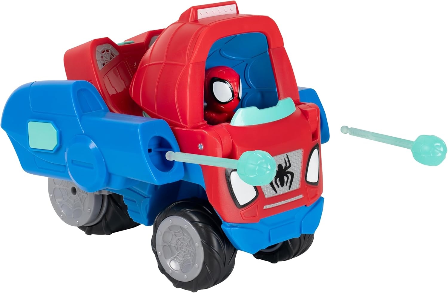 image:imageMARVEL Spidey and His Amazing Friends Spidey Transforming WebWave Cruiser 9Inch 2In1 Vehicle with Free Wheels and Web Dart Launchers