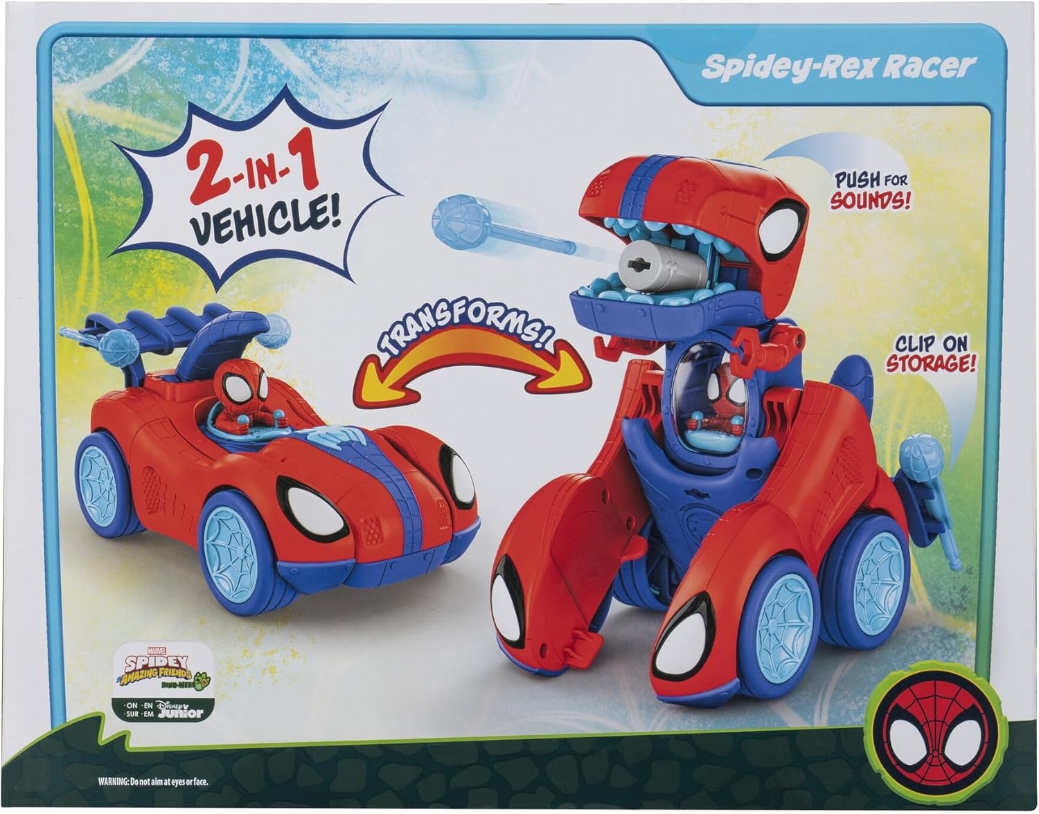 image:imageMARVEL Spidey and His Amazing Friends SpideyRex Racer 8Inch Vehicle with Sounds that Transforms from Vehicle Into Dinosaur