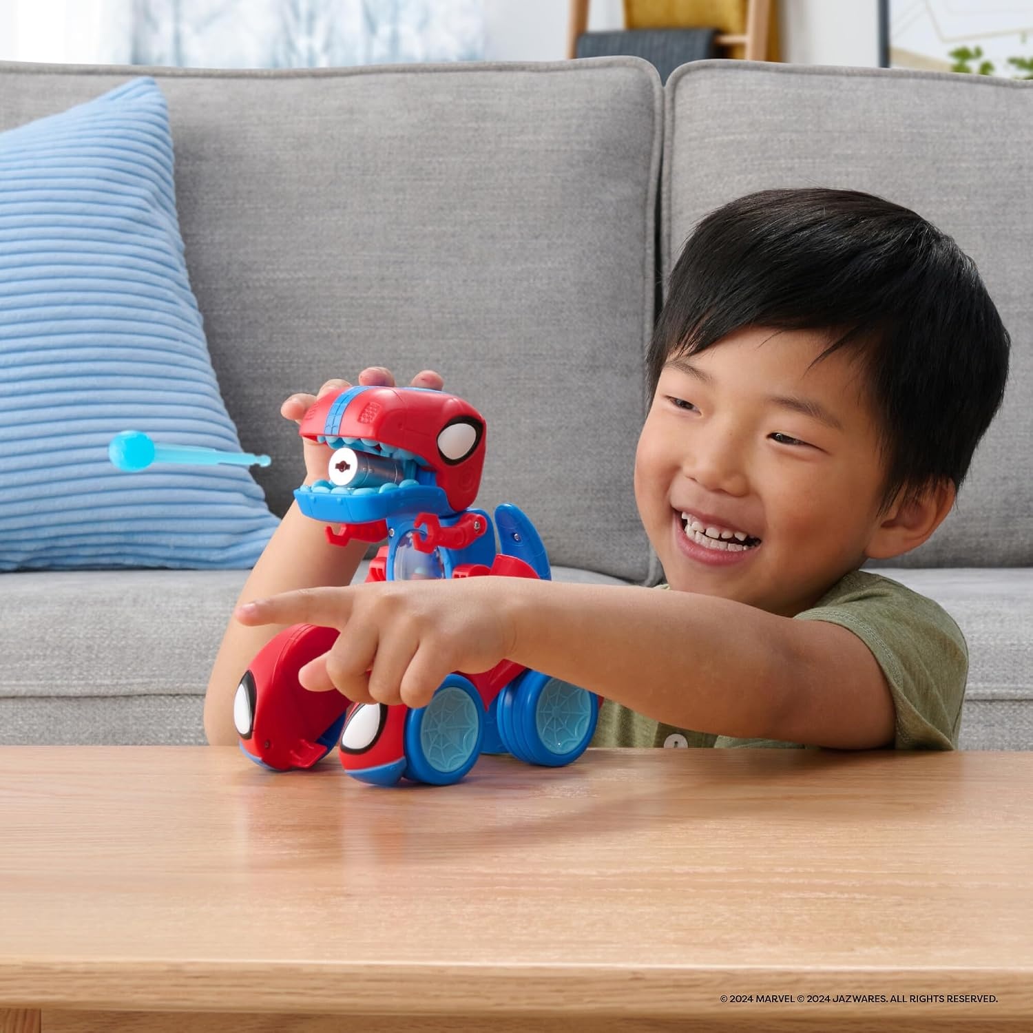 image:imageMARVEL Spidey and His Amazing Friends SpideyRex Racer 8Inch Vehicle with Sounds that Transforms from Vehicle Into Dinosaur