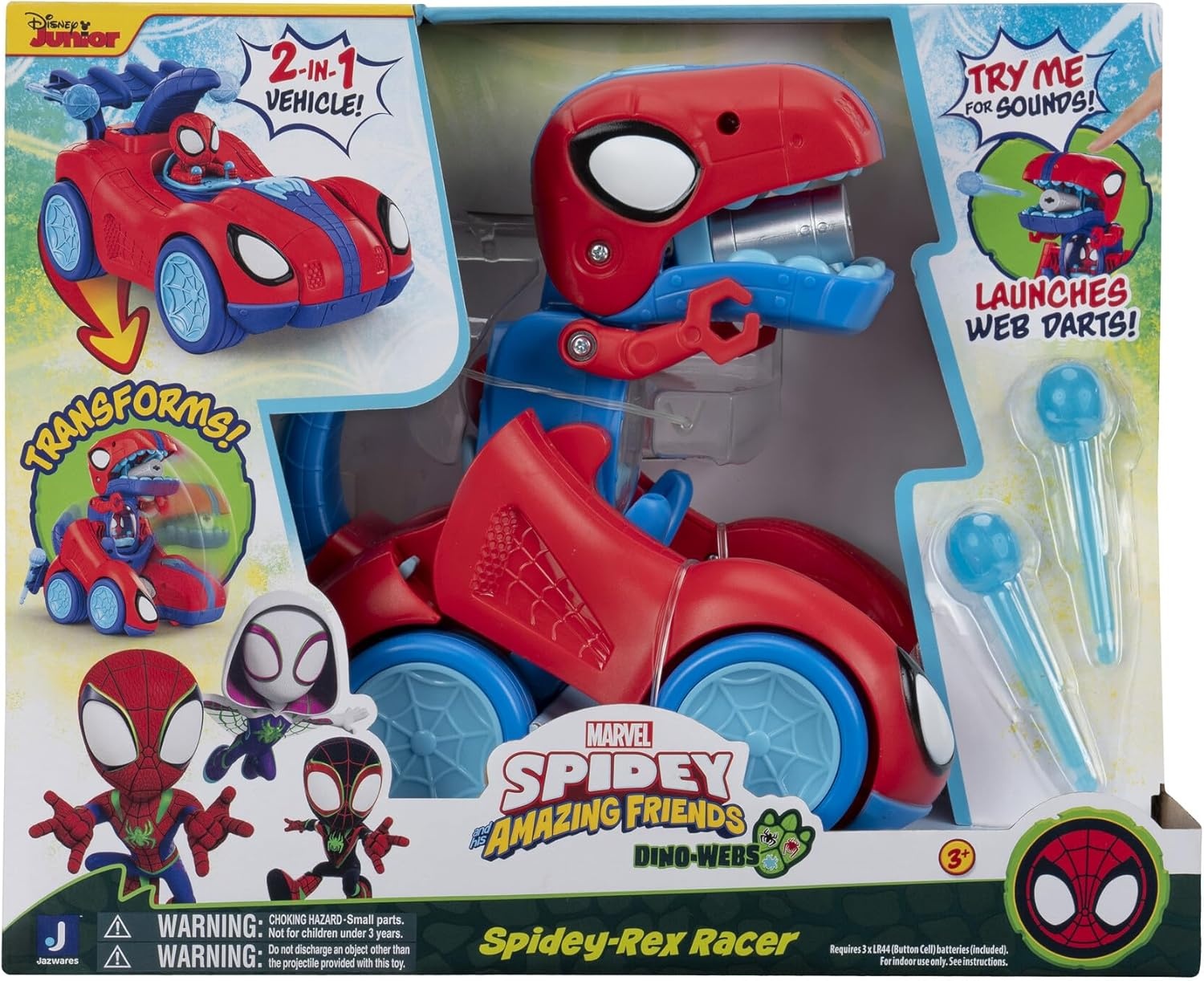 image:imageMARVEL Spidey and His Amazing Friends SpideyRex Racer 8Inch Vehicle with Sounds that Transforms from Vehicle Into Dinosaur