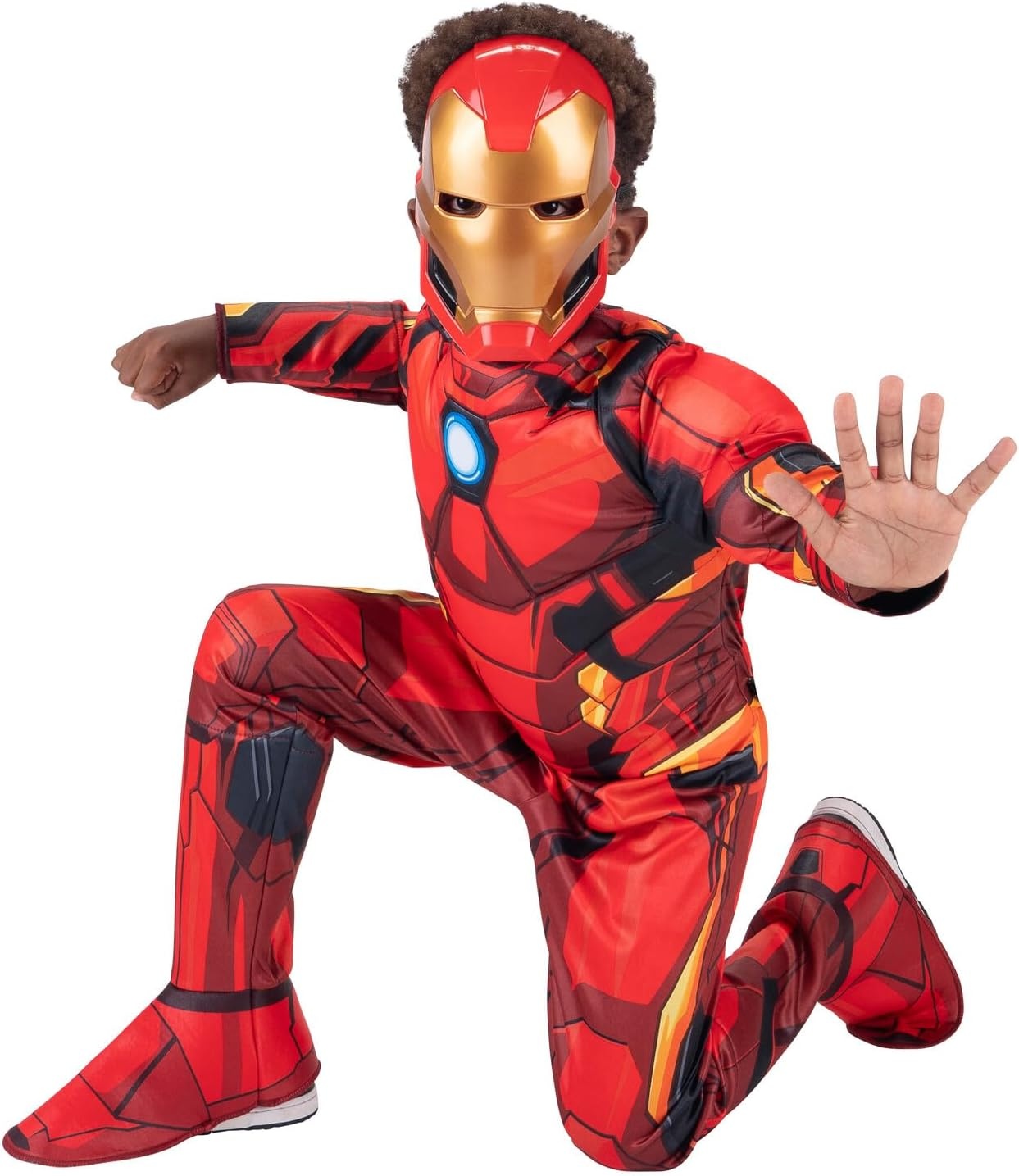 image:imageMarvel Iron Man Official Youth Halloween Costume Premium Quality Fabric Jumpsuit with Printed Design and Plastic MaskL 1214