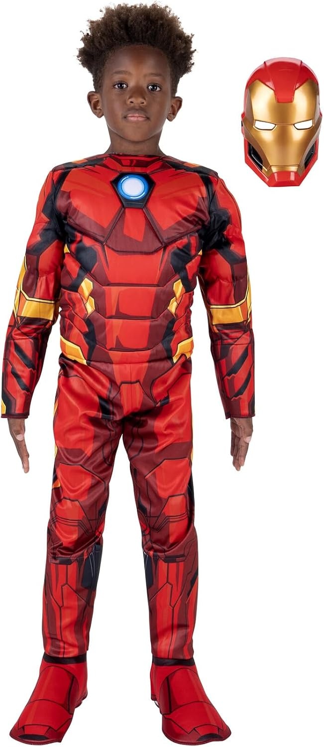 image:imageMarvel Iron Man Official Youth Halloween Costume Premium Quality Fabric Jumpsuit with Printed Design and Plastic MaskL 1214