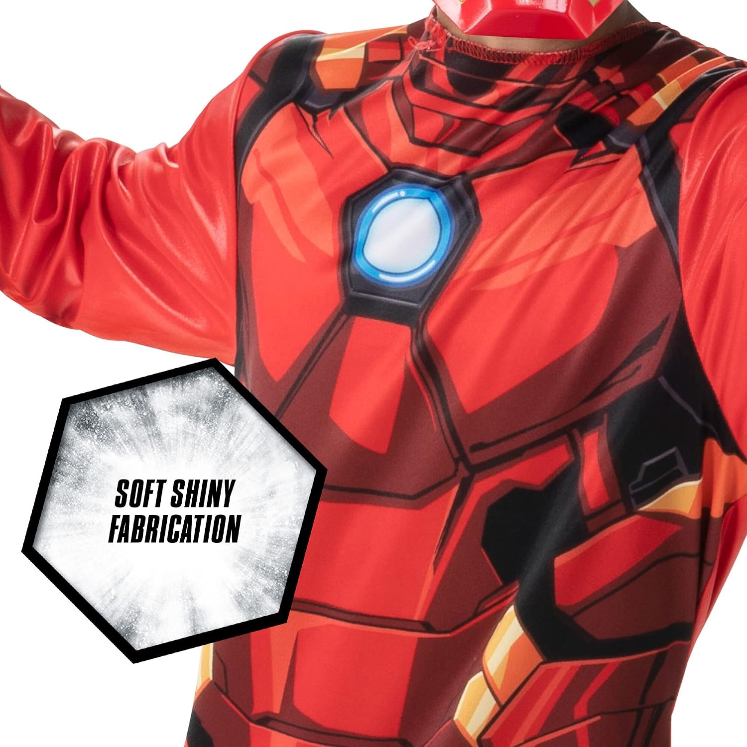 image:imageMarvel Iron Man Official Youth Halloween Costume Premium Quality Fabric Jumpsuit with Printed Design and Plastic MaskL 1214