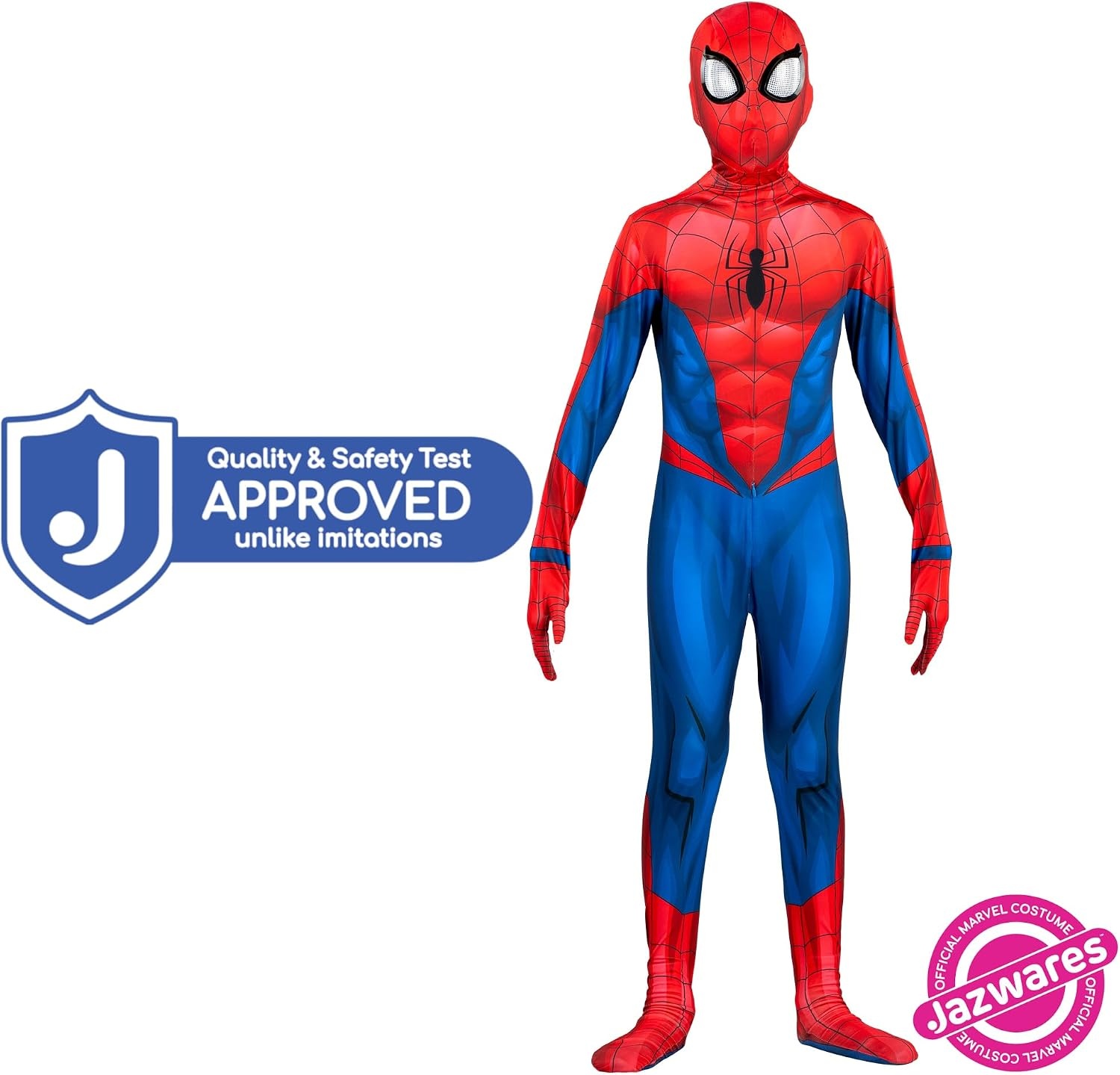 image:imageMarvel SpiderMan Official Youth Deluxe Zentai Costume Deluxe TwoWay Stretch Spandex with Invisible Zippers and Wrist Openings for Added Convenience XSL 1214