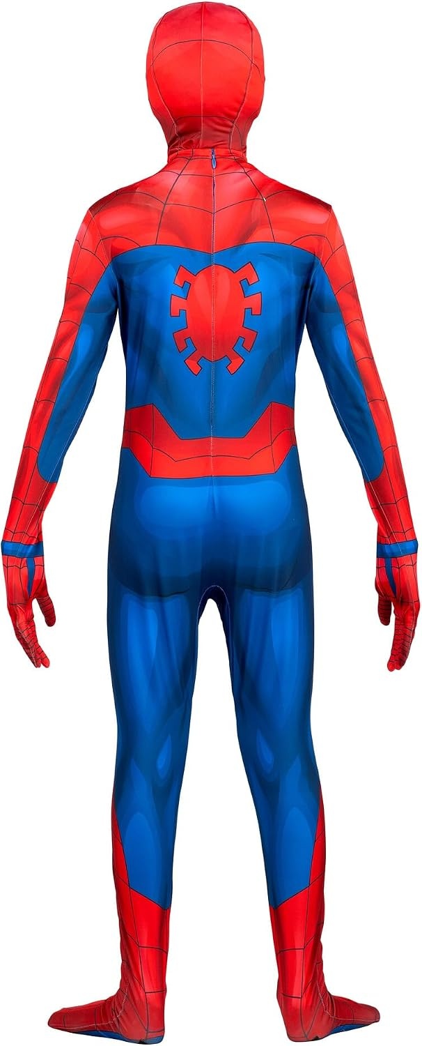 image:imageMarvel SpiderMan Official Youth Deluxe Zentai Costume Deluxe TwoWay Stretch Spandex with Invisible Zippers and Wrist Openings for Added Convenience XSL 1214