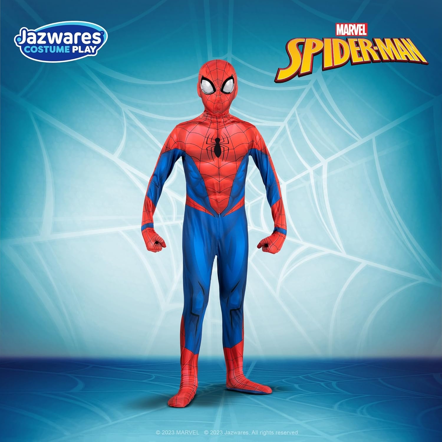 image:imageMarvel SpiderMan Official Youth Deluxe Zentai Costume Deluxe TwoWay Stretch Spandex with Invisible Zippers and Wrist Openings for Added Convenience XSL 1214