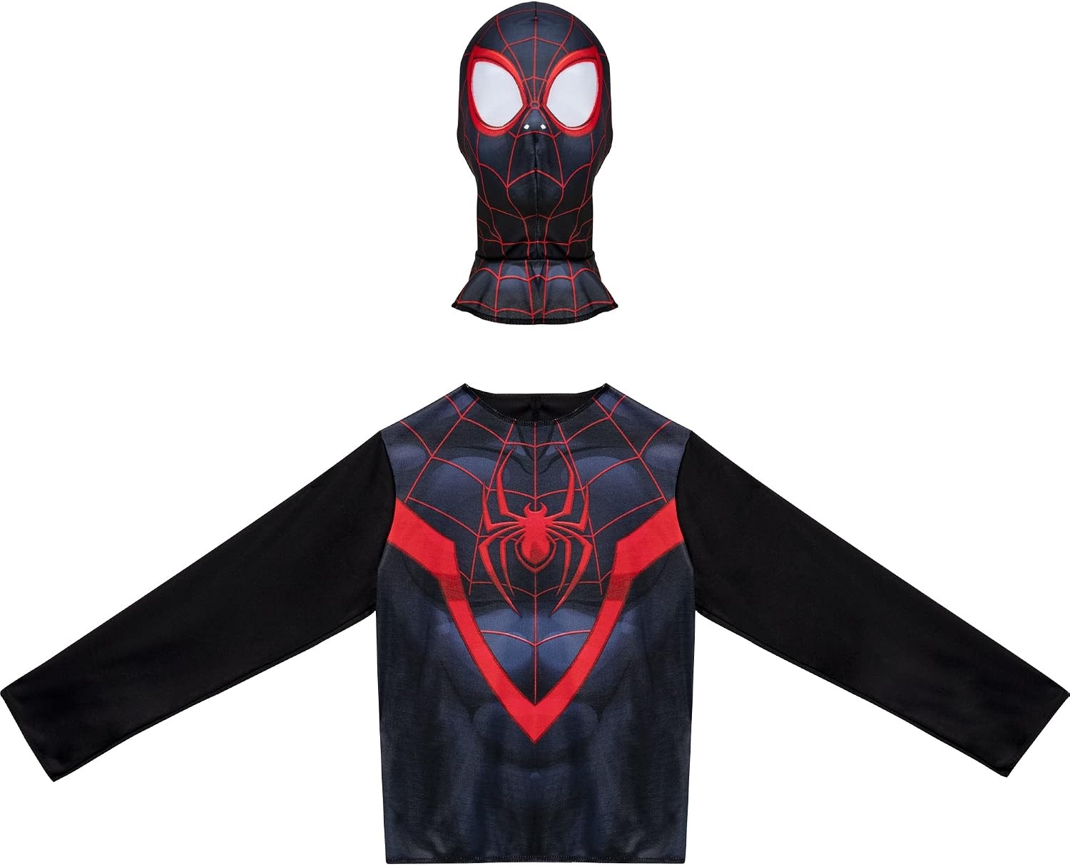 image:imageMarvel SpiderMan Team Halloween Costume Dress Up Box MediumSize LongSleeved Tops and Fabric Masks for SpiderMan Miles Morales and Venom Size M 810