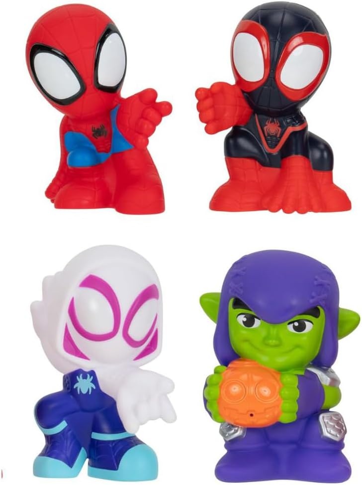image:imageMarvel Spidey and His Amazing Friends Bath Toy Set Spidey Wall Mount with Web Net and Four Bath Squirters