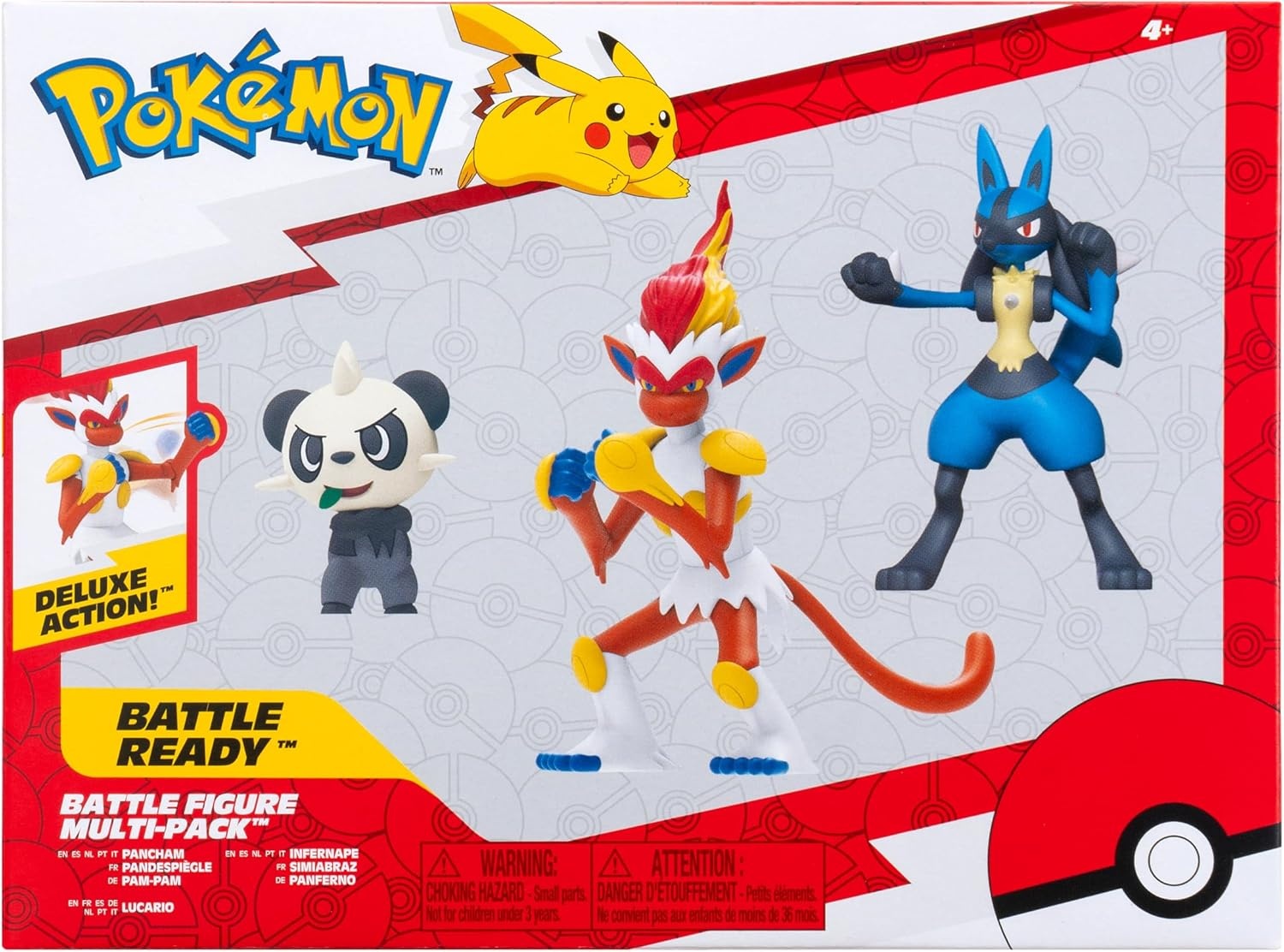image:imagePokemon Battle Figure 3 Pack Features 2Inch Pancham and Lucario and 3Inch Infernape Battle FiguresFightingtype