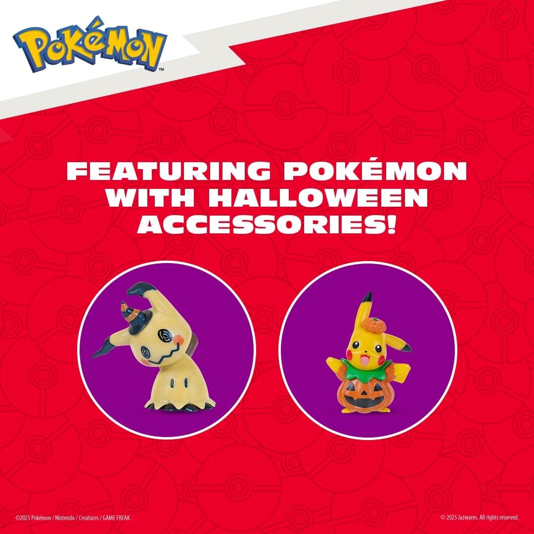 image:imagePokemon Halloween Calendar 2025 Calendar with 11 Battle Figures with Special Finish and Five Chip Board Accessories