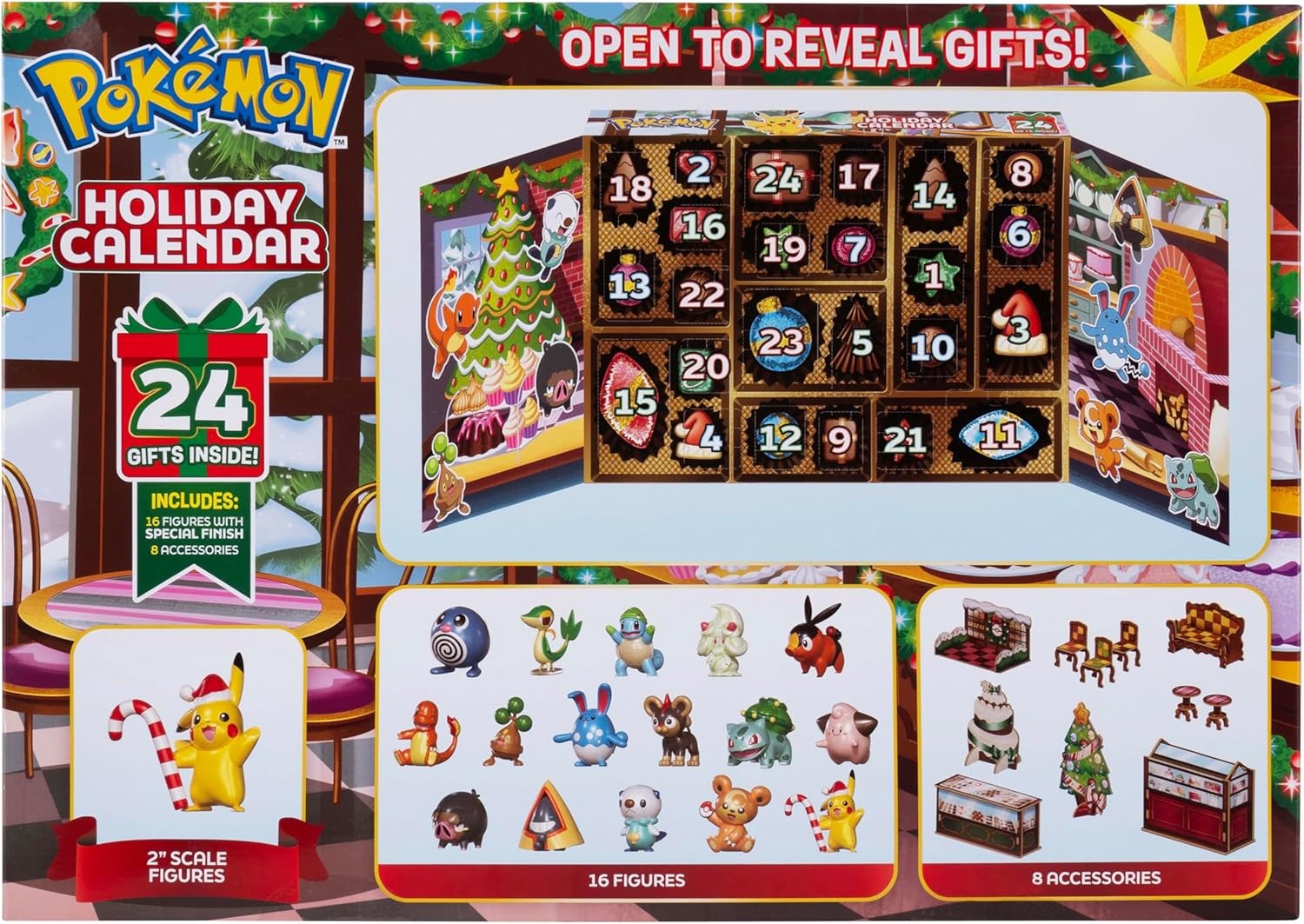 image:imagePokemon Holiday Calendar 2025 Features 16 2Inch Battle Figures with Special Finish and Eight Unique Accessories