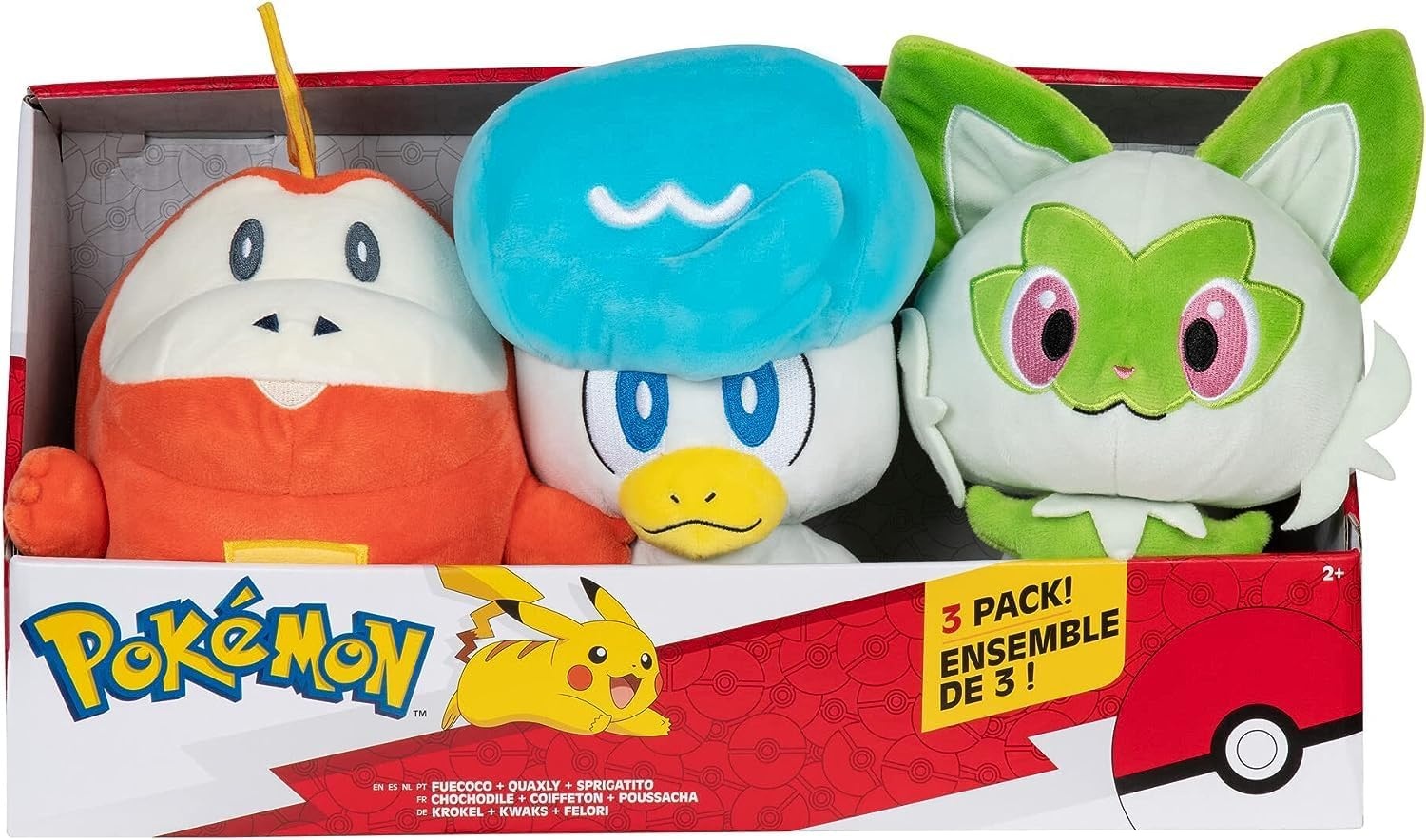 image:imagePokmon Paldea First Partner Plush 3 Pack 8Inch Pokmon Plush of Fuecoco Quaxly and Sprigatito