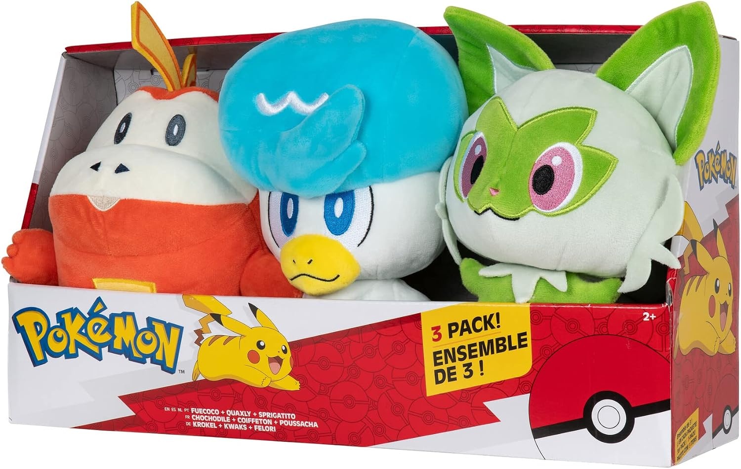 image:imagePokmon Paldea First Partner Plush 3 Pack 8Inch Pokmon Plush of Fuecoco Quaxly and Sprigatito
