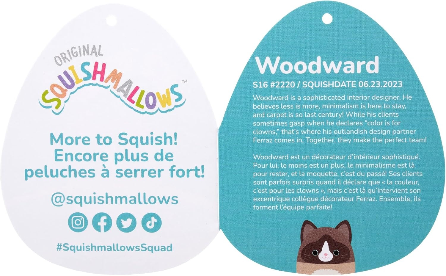 image:imageSquishmallows Original 16Inch Woodward Snowshoe Cat with Fuzzy Belly Official Jazwares Large PlushSnowshoe Cat