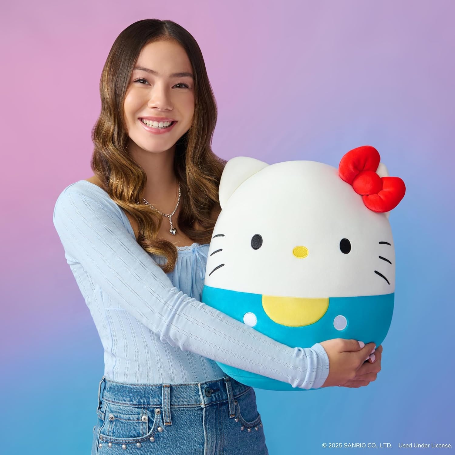 image:imageSquishmallows Original Sanrio 14Inch Hello Kitty Floral Dress and Bow Plush MediumSized Ultrasoft Official Jazwares PlushHello Kitty in Blue Overalls