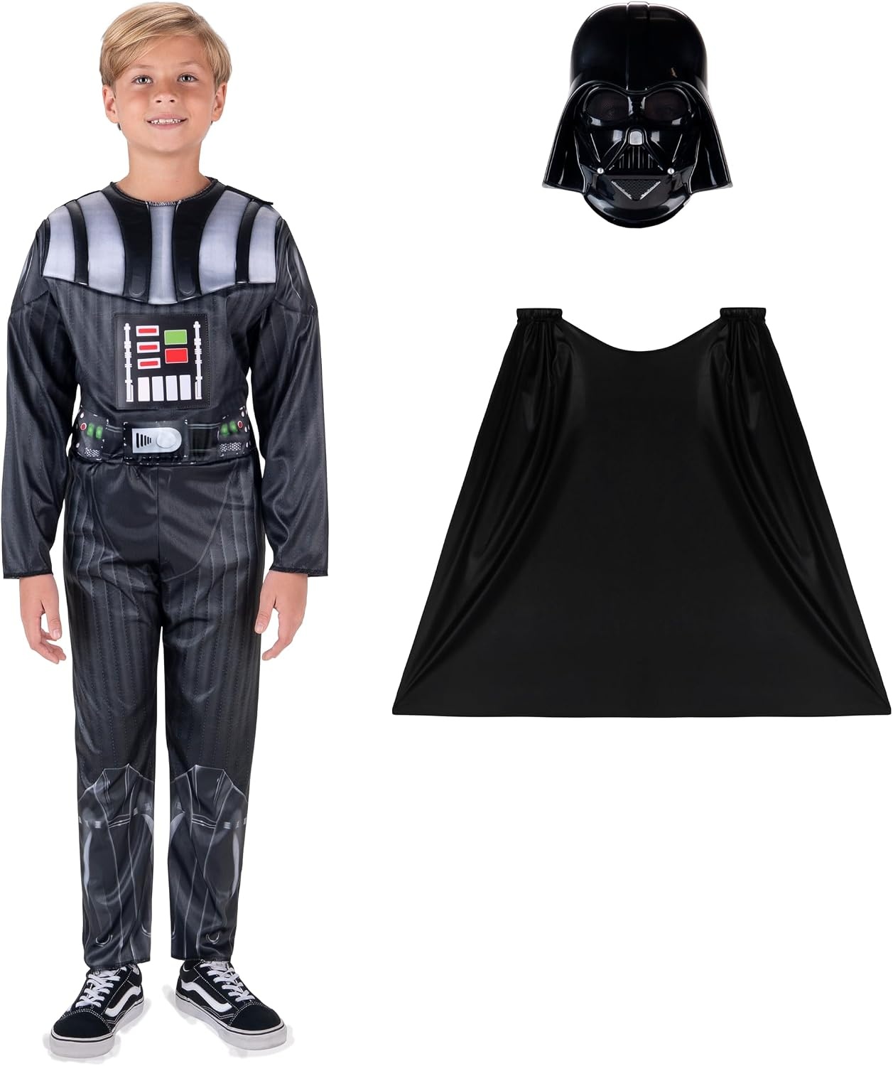 image:imageStar Wars Darth Vader Official Youth Costume Premium Light Up Padded Jumpsuit with Plastic Mask and Detachable CapeL 1214