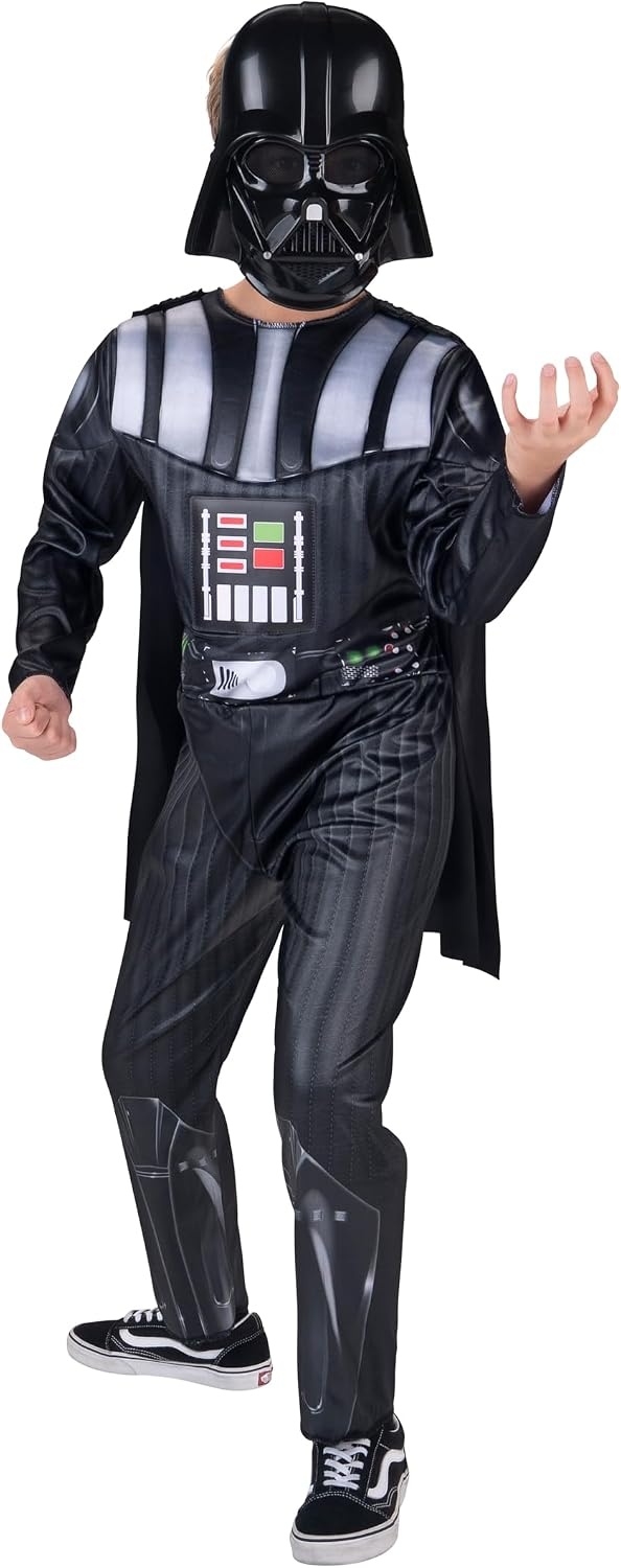 image:imageStar Wars Darth Vader Official Youth Costume Premium Light Up Padded Jumpsuit with Plastic Mask and Detachable CapeL 1214