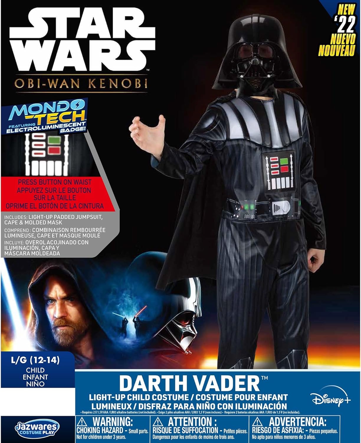image:imageStar Wars Darth Vader Official Youth Costume Premium Light Up Padded Jumpsuit with Plastic Mask and Detachable CapeS 57