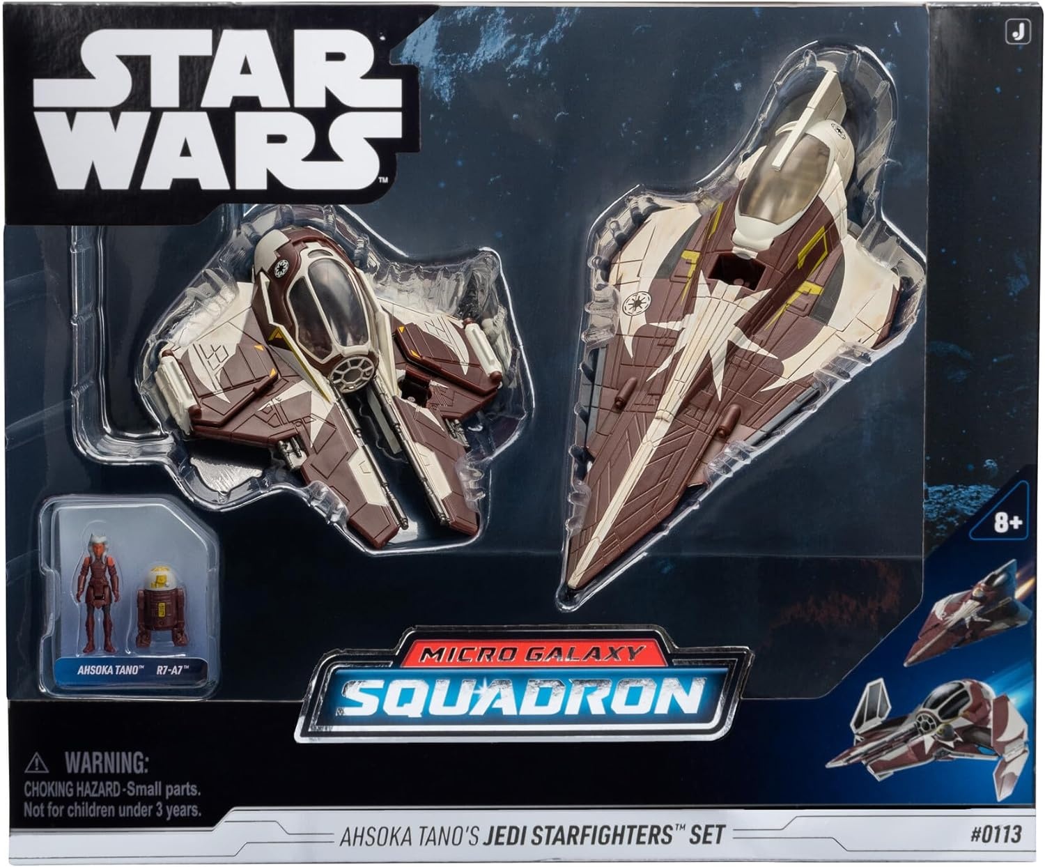 image:imageStar Wars Micro Galaxy Squadron Ahsoka Tanos Jedi Starfighters Set 5Inch and 3Inch Vehicles Two 1Inch Micro Figure Accessories