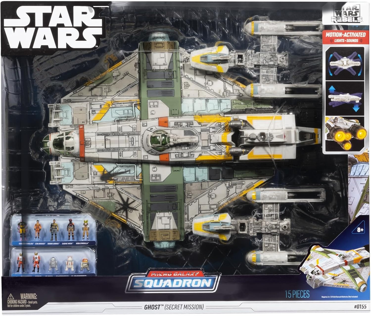 image:imageStar Wars Micro Galaxy Squadron Ghost Secret Mission 15Inch Vehicle with Three Additional Vehicles Plus Ten Micro Figures Accessories
