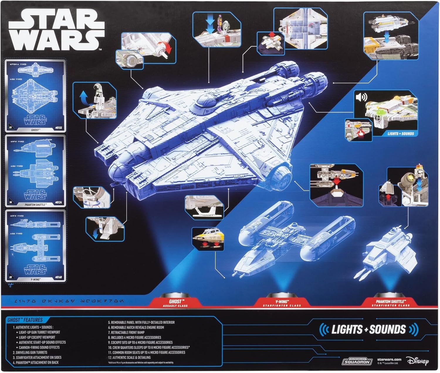 image:imageStar Wars Micro Galaxy Squadron Ghost Secret Mission 15Inch Vehicle with Three Additional Vehicles Plus Ten Micro Figures Accessories