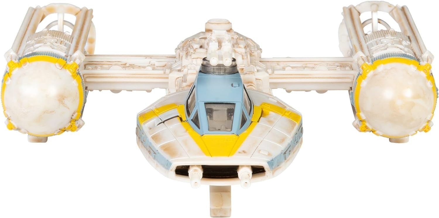 image:imageStar Wars Micro Galaxy Squadron Gold Leaders YWing 5Inch Starfighter Class Vehicle with 1Inch Jon Vander amp R2BHD Micro Figure AccessoriesGold Leaders YWing