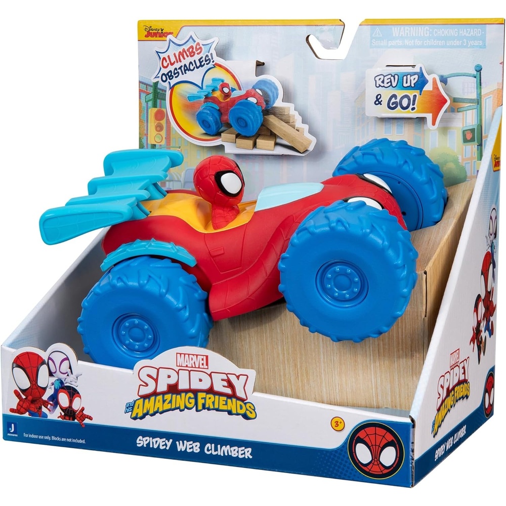 image:imageJazwares Marvel Spidey and His Amazing Friends Marvel Spidey Web Climber 7Inch Rev Up Motor Vehicle That Climbs Obstacles