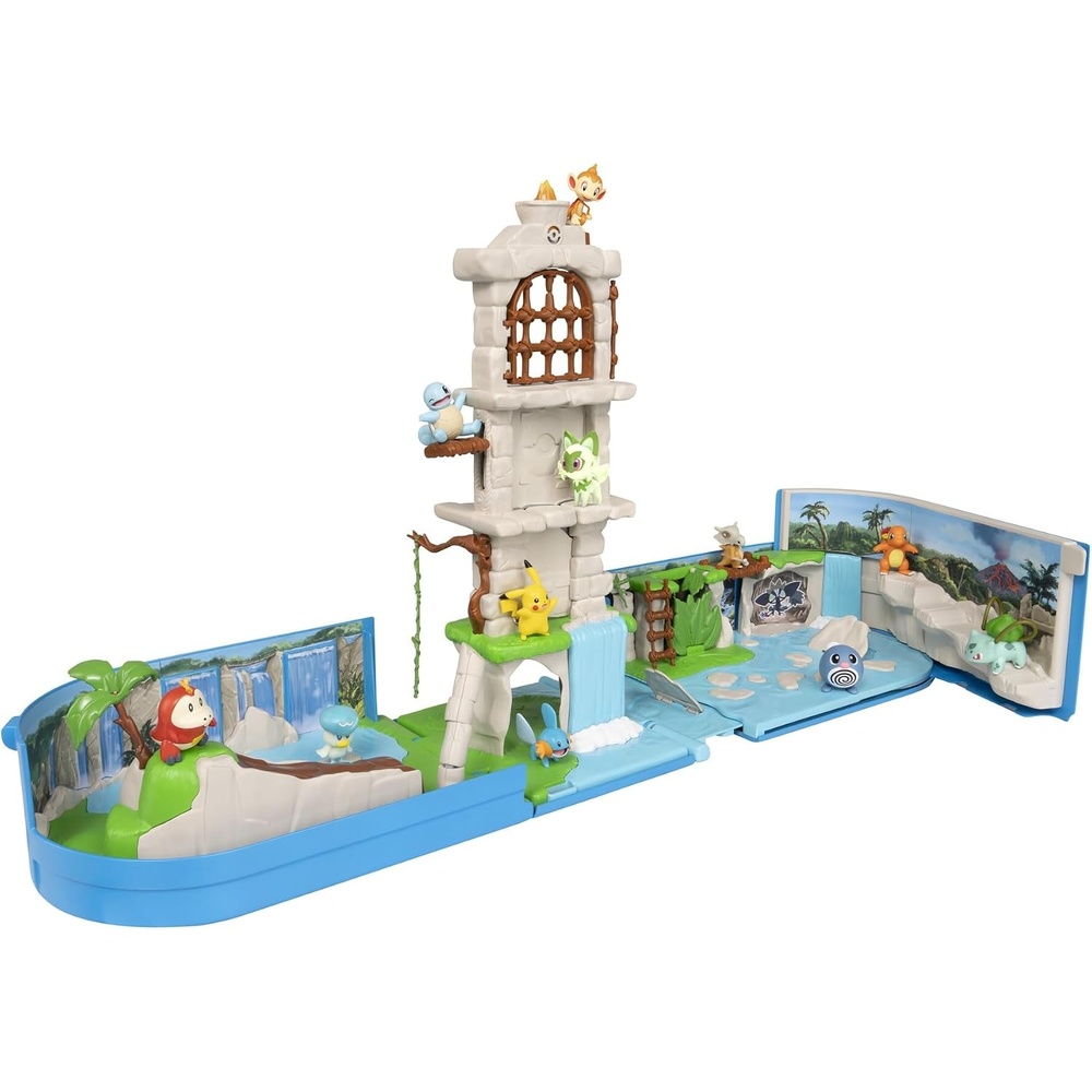 image:imageJazwares Pokemon Carry Case Battle Ruins Playset Portable Transforming Backpack Playset with Action Features and 2inch Pikachu Battle Figure