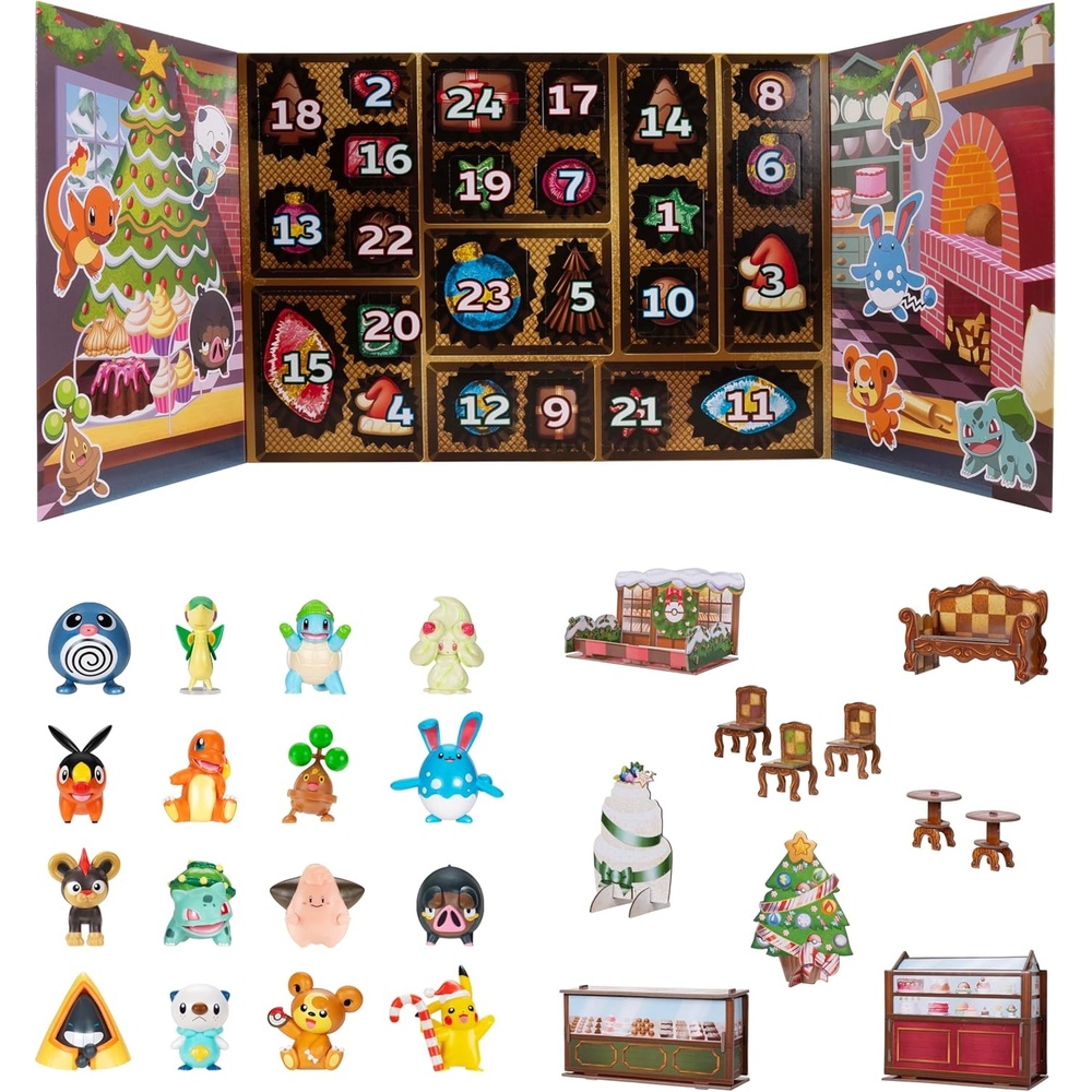 image:imagePokemon Holiday Calendar 2025 Features 16 2Inch Battle Figures with Special Finish and Eight Unique Accessories