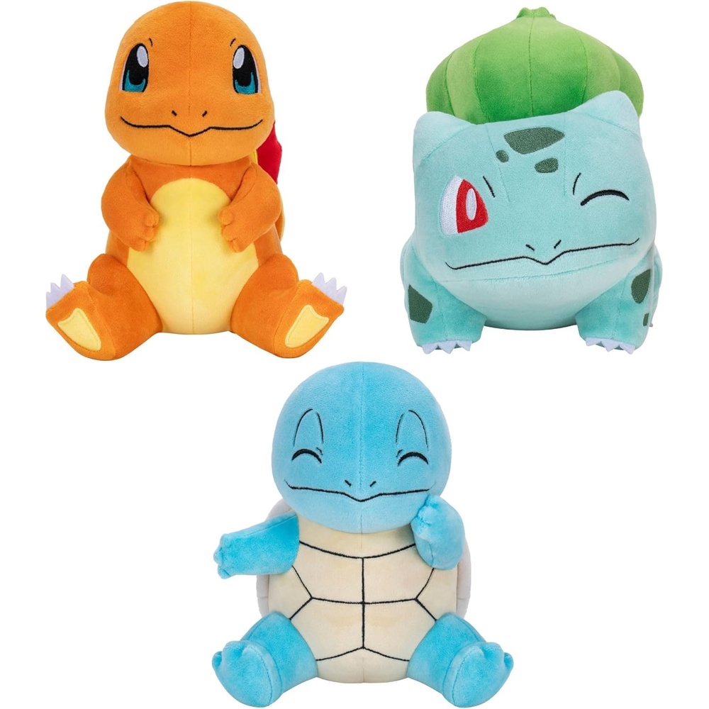image:imagePokemon Kanto Region First Partner Plush 3Pack 8Inch Pokemon Plush of Charmander Squirtle and Bulbasaur