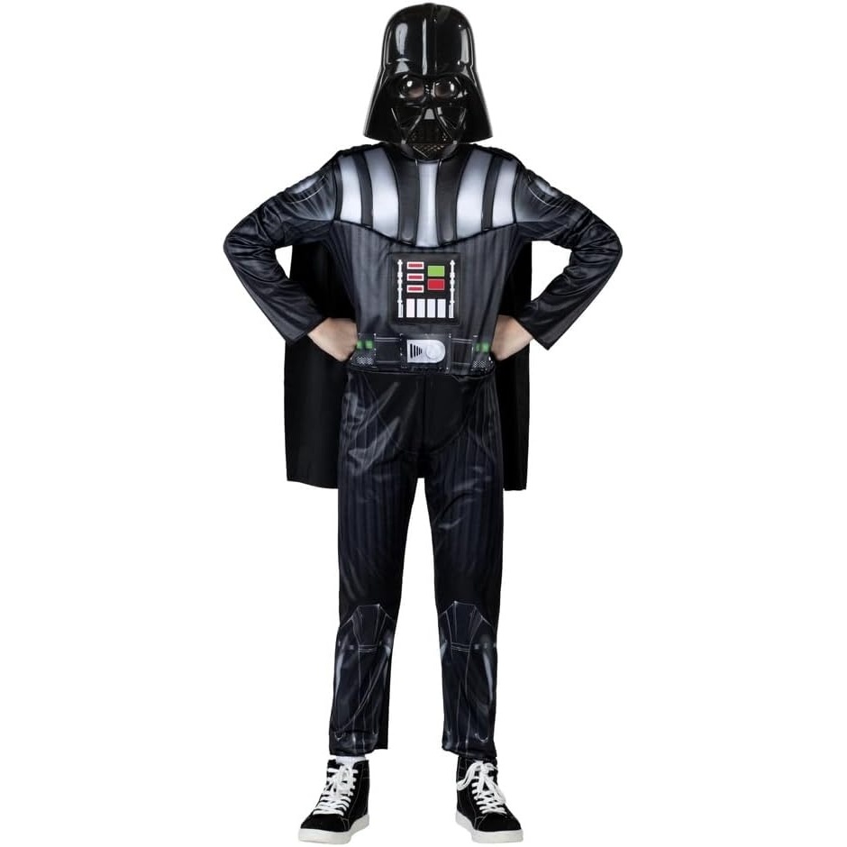 image:imageStar Wars Darth Vader Official Youth Costume Premium Light Up Padded Jumpsuit with Plastic Mask and Detachable CapeM 810