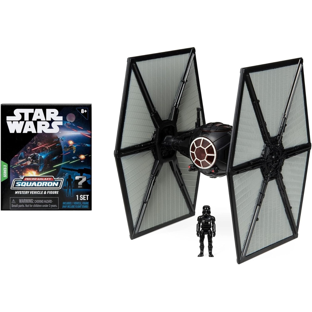 image:imageStar Wars Micro Galaxy Squadron TIE Whisper Mystery Bundle 5Inch Vehicle and 25Inch Vehicle with Micro Figure AccessoriesTIE Fighter Battle Damage