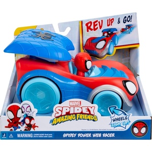 image:imageJazwares Marvel Spidey and His Amazing Friends Power Web Racer  8Inch Vehicle with Rev Up Spoiler Light Up Wheels and BuiltinCharacter