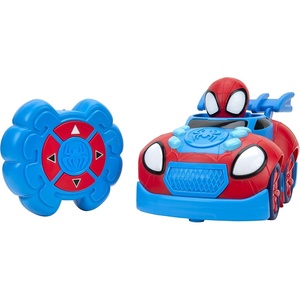 image:imageJazwares Marvel Spidey and His Amazing Friends Web Crawler RC  RemoteControlled Vehicle  Features Builtin Super Hero with 4 Controller Functions Blue amp Red