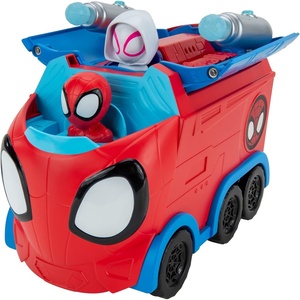 image:imageJazwares Marvels Spidey and His Amazing Friends Web Spinning Hauler  8Inch 3in1 Transforming Vehicle  Toys Featuring Your Friendly Neighborhood Spideys