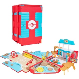 image:imageJazwares Pokmon Carry Case Beach Battle Playset  Portable Transforming Backpack Playset with Action Features and 2inch Pikachu Battle Figure