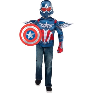 image:imageMARVEL Captain America Official Dress Up Trunk Set  SevenPiece Set with Costume Top Mask Wings Gloves and Shield  Size S 47