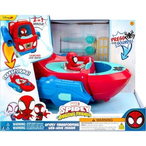 image:imageMARVEL Spidey and His Amazing Friends Spidey Transforming WebWave Cruiser  9Inch 2In1 Vehicle with Free Wheels and Web Dart Launchers